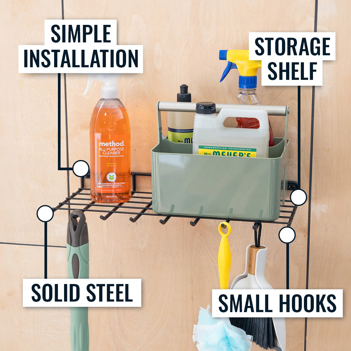 Afton Garden Tool and Cleaning Supply Organizer | Holds 40 lbs - Image 3