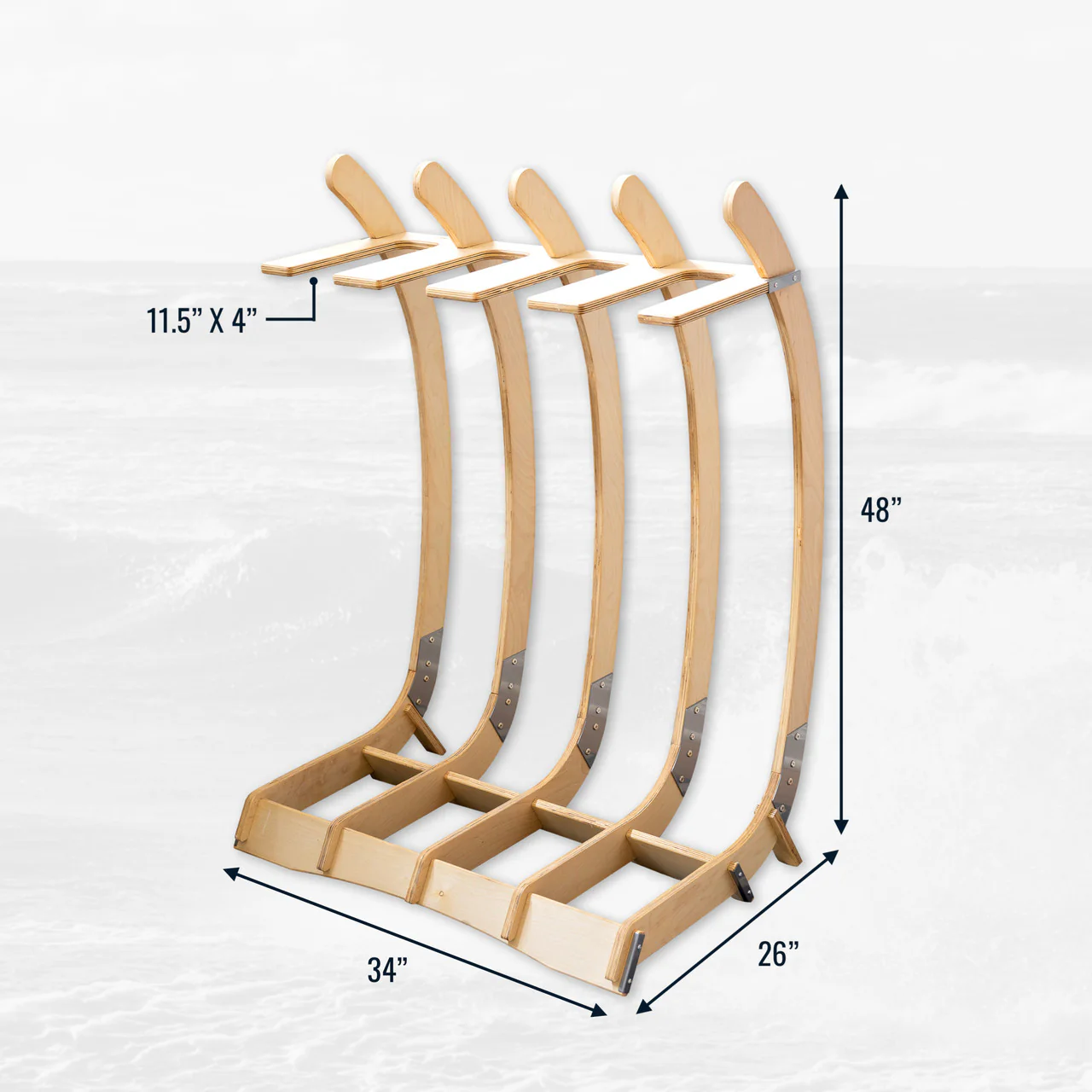 Big Sur Surfboard Storage Wood Stand | Holds 4 Surfboards - Image 5