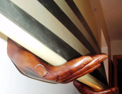 Handcrafted Wood Hands | Surfboard Wall Display Rack - Image 5