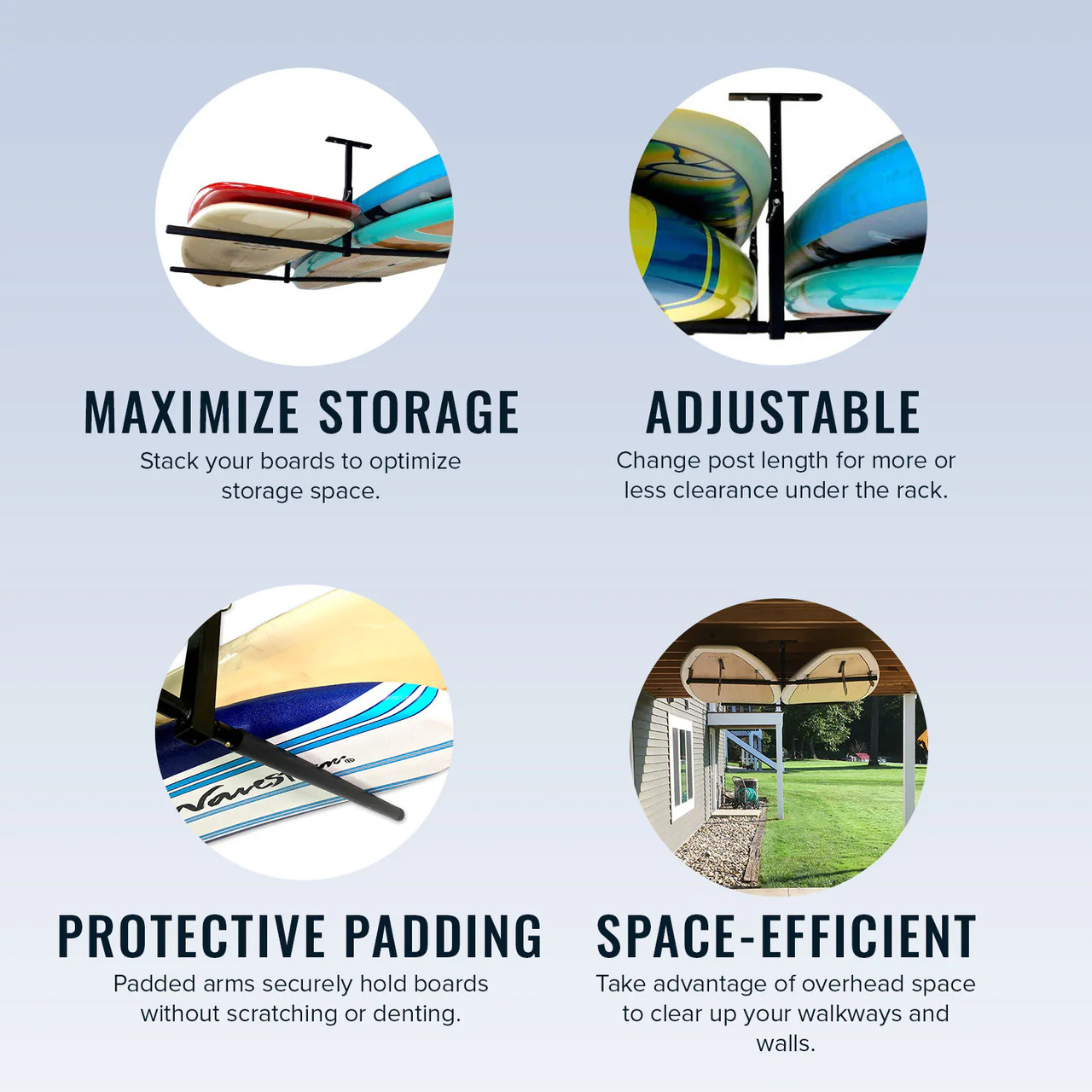 Hi-Port 2 | SUP & Surfboard Adjustable Ceiling Storage Rack | Double | Holds 150 lbs - Image 2
