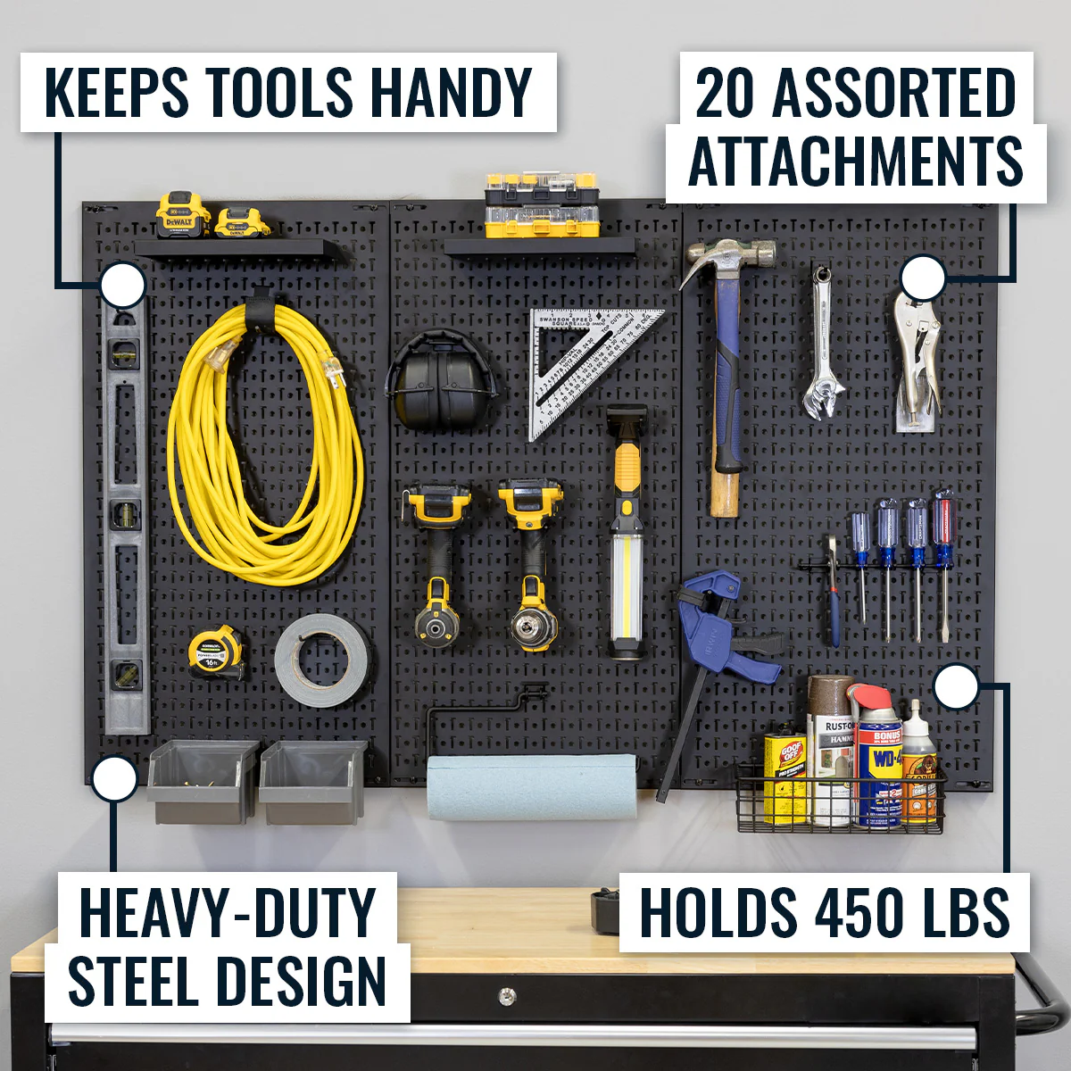 51" x 32" Pegboard |20 Attachments - Image 3