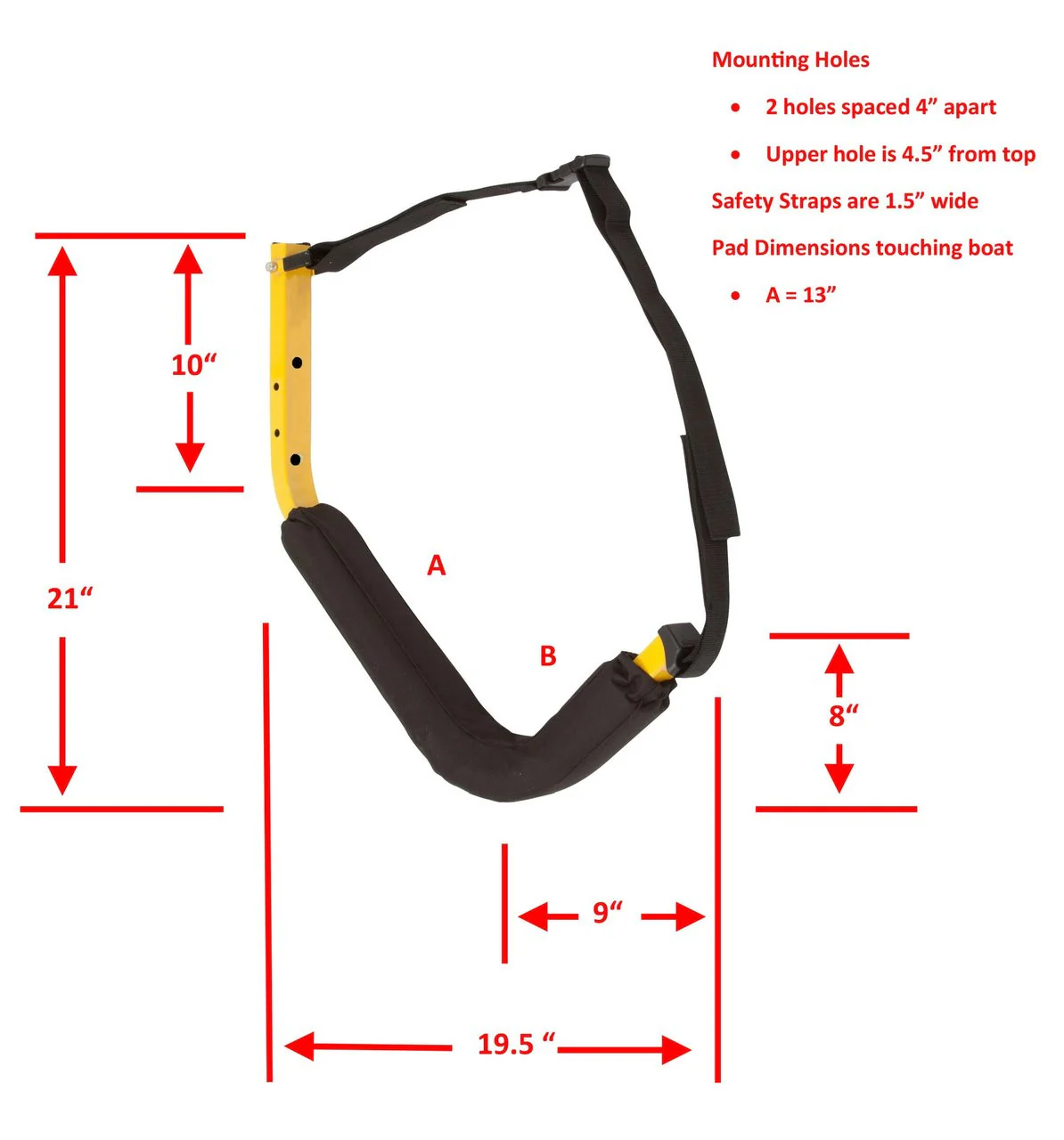 Indoor-Outdoor Kayak Wall Rack | Marine Grade | Holds 125 or 150 lbs - Image 7