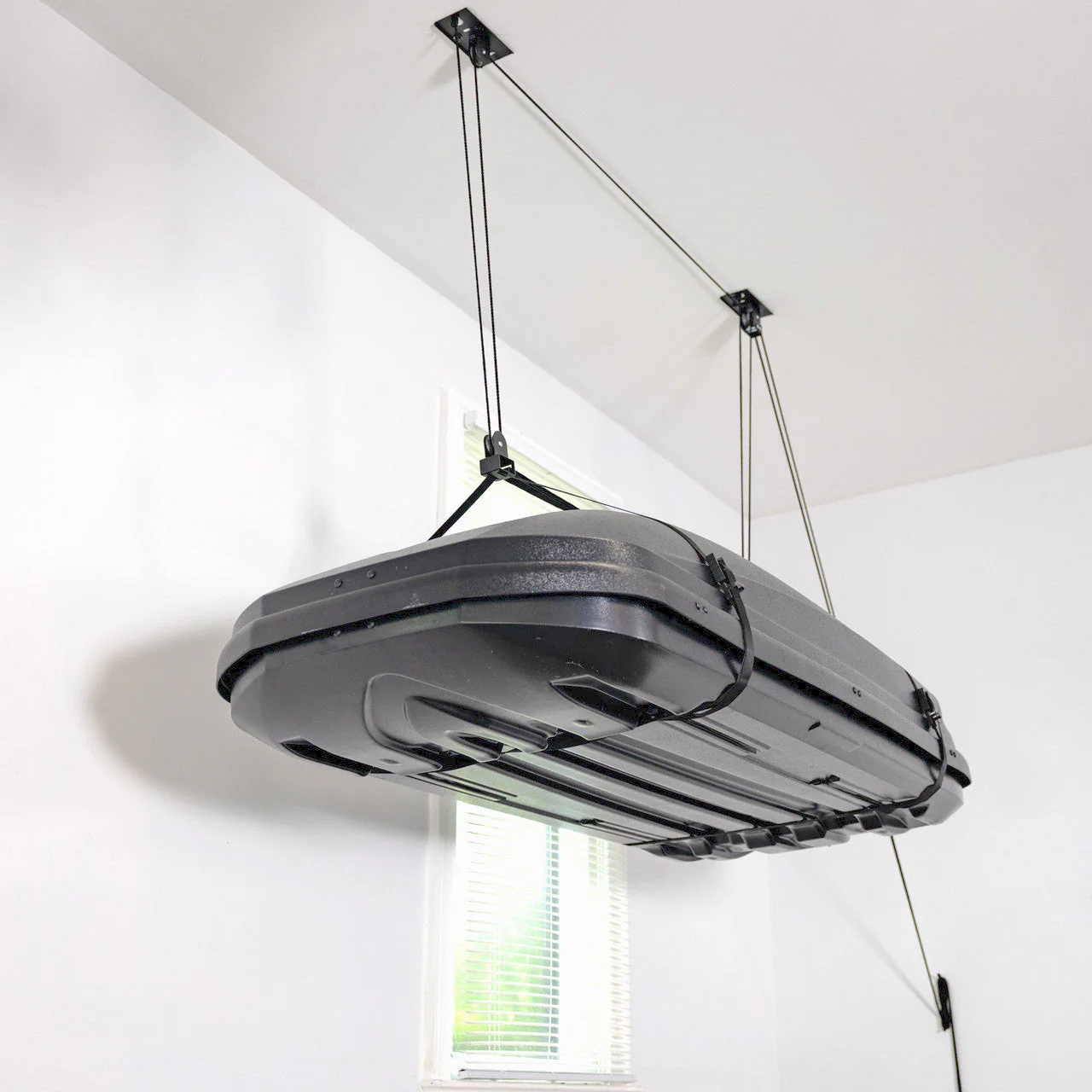 Essential Cargo Box Garage Ceiling Storage Hoist | Holds up to 150 lbs | 10' Lift