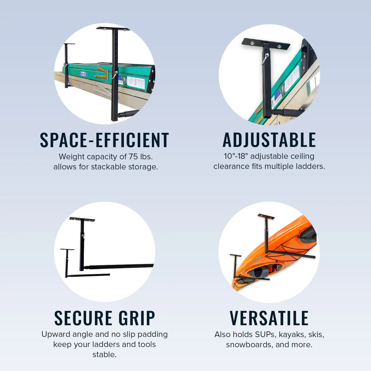 Hi-Port 2 | Adjustable Ceiling Storage Rack | Single | Holds 75 lbs - Image 4