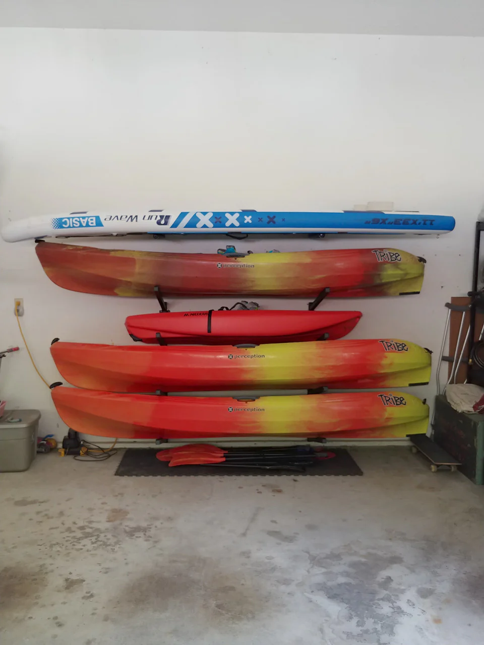 SUP & Surfboard Flat Wall Rack | Padded Steel Board Display - Image 5