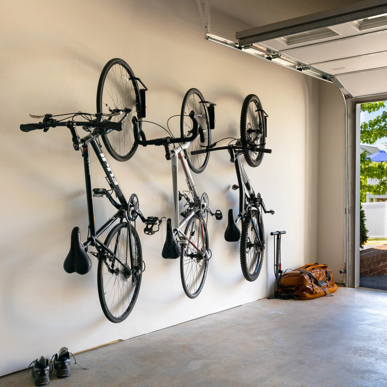 Swivel Mount Bike Storage Rack | 2 Bike Garage Wall Hooks | Mud - Image 12