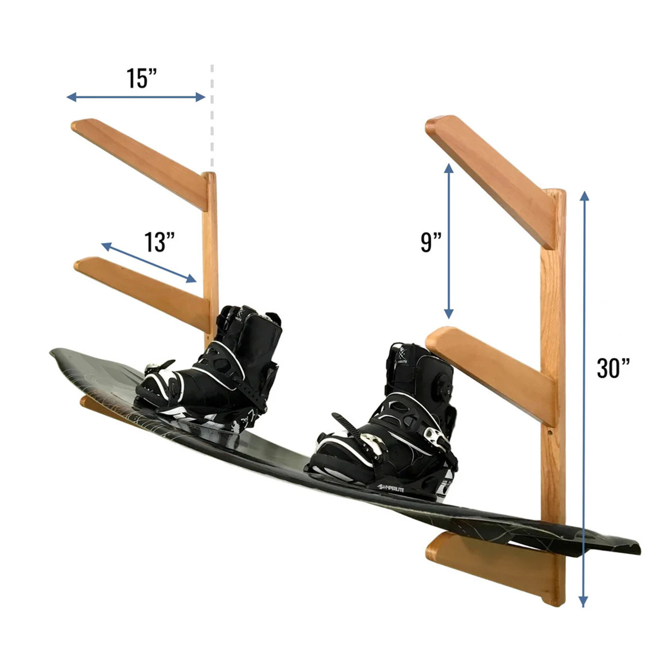 TidyTimber Wakeboard Storage Wood Rack | Holds 3 Wakeboards - Image 3