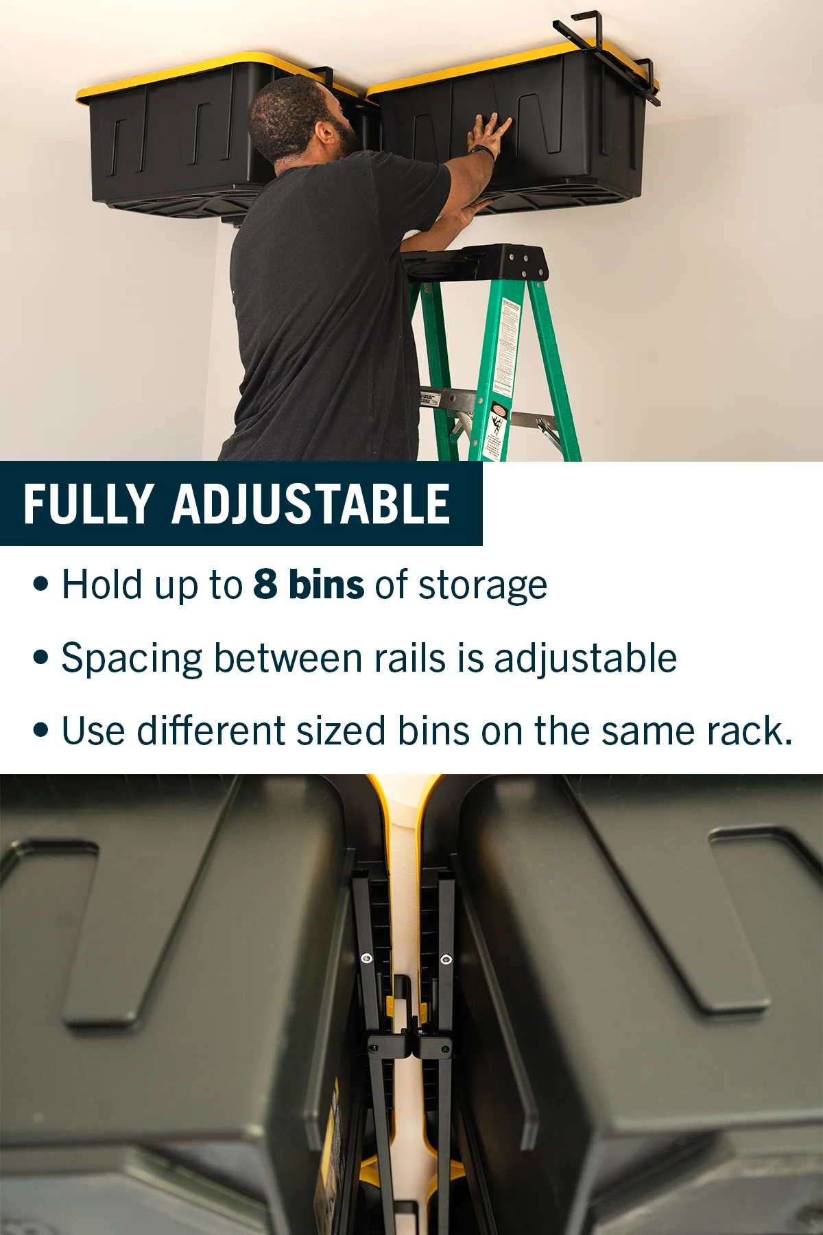 ToteLoft - 8 Bin - Ceiling Tote Storage | Up to 400 lbs - Image 3