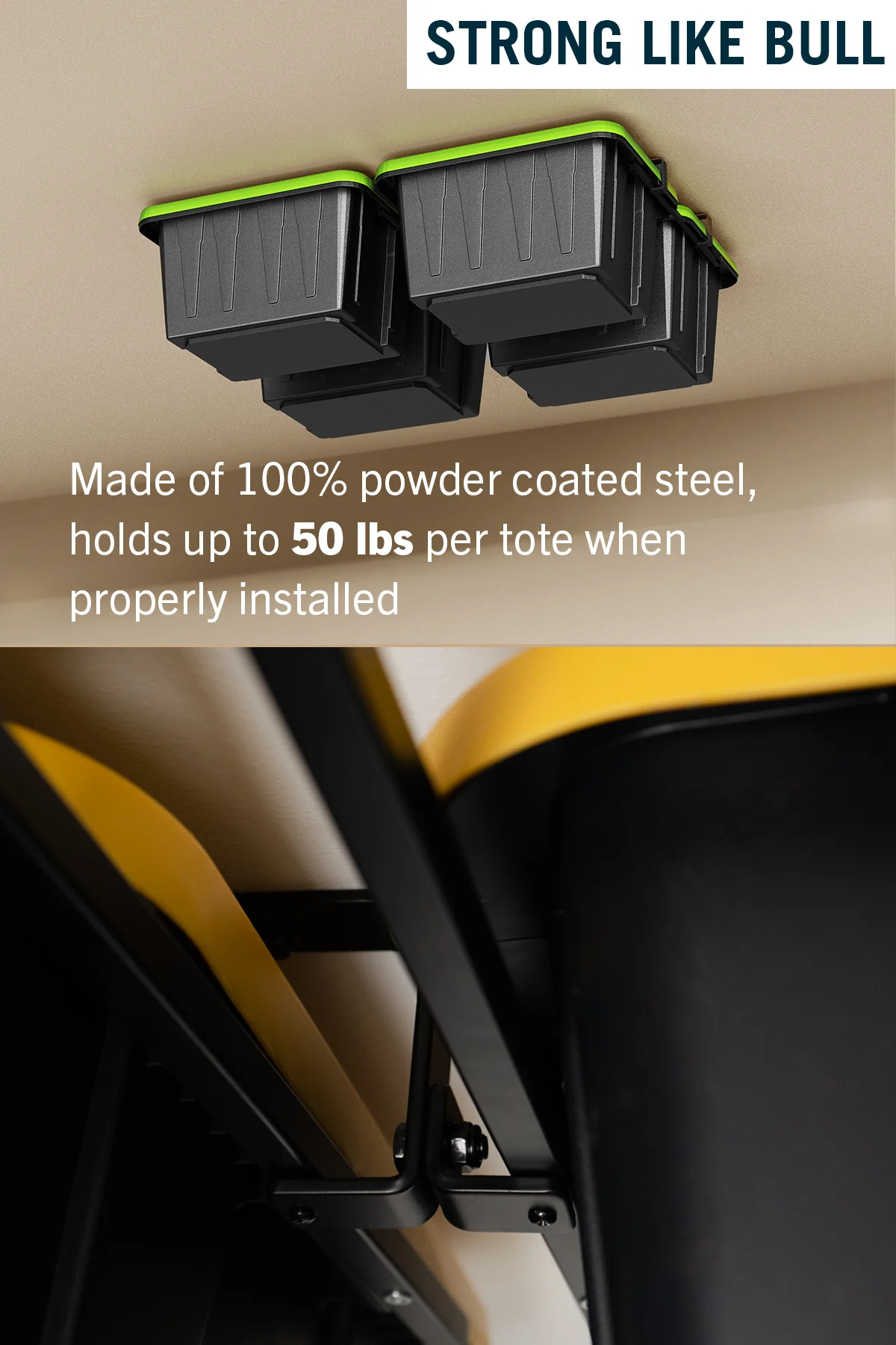 ToteLoft - 8 Bin - Ceiling Tote Storage | Up to 400 lbs - Image 4