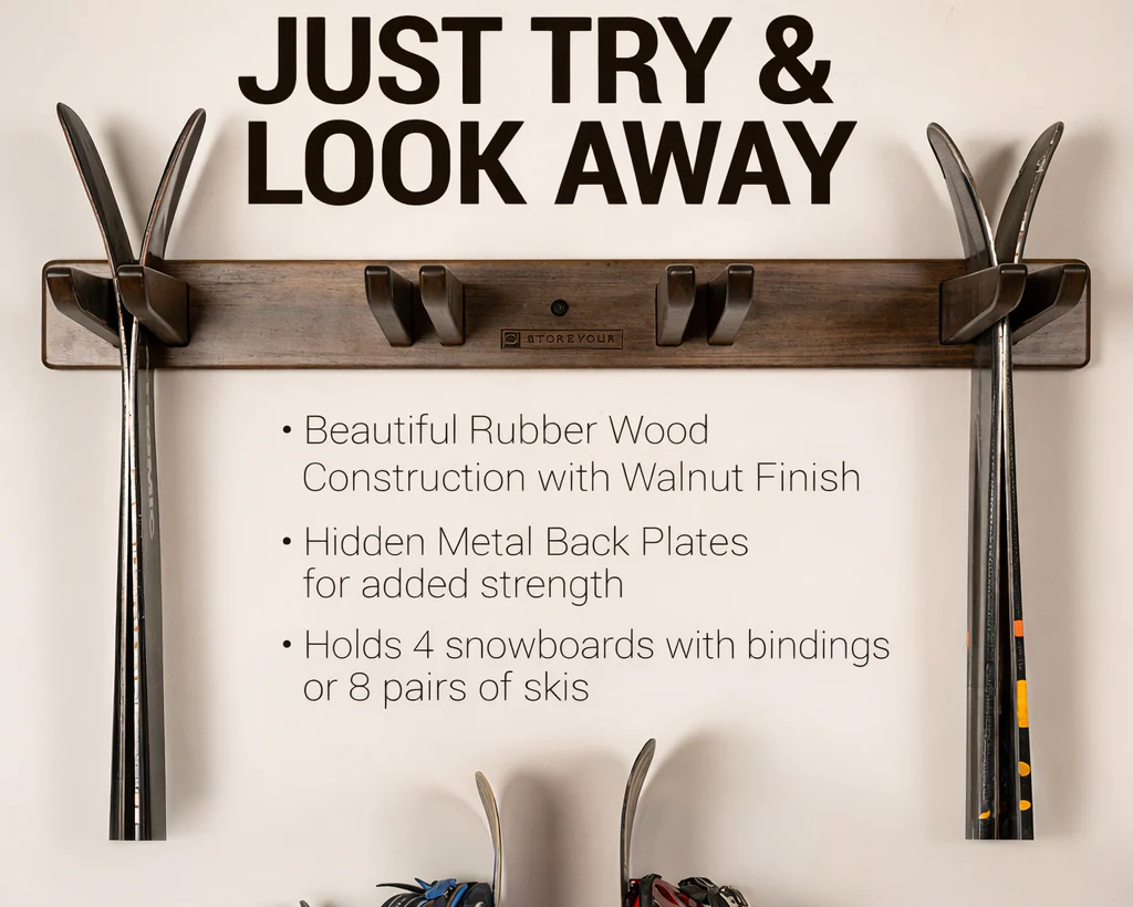 Tuscarora Ski and Snowboard Wood Rack | Holds 4 Pairs - Image 4